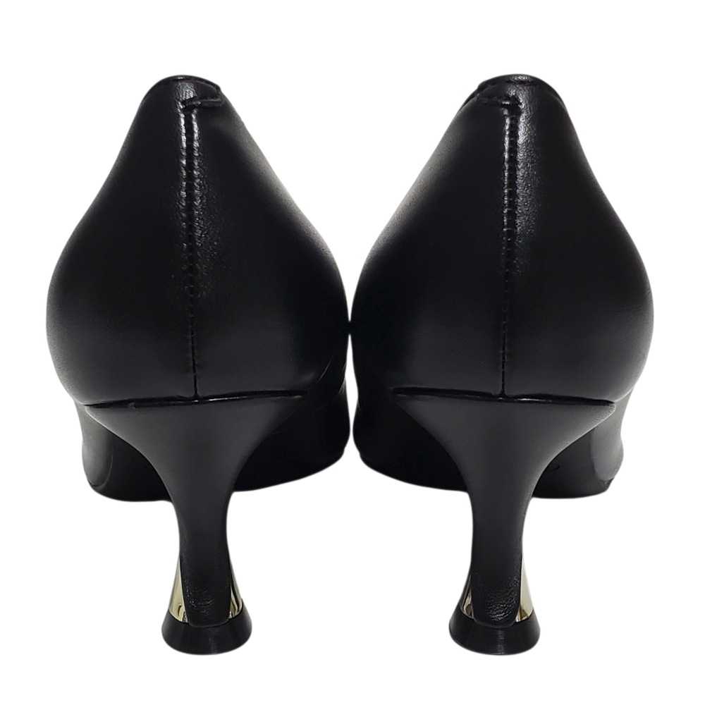 New Nine West Andes kitten heel dress pumps black faux leather career academia - Picture 11 of 13